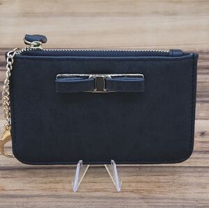 Black Wallet with Gold Chain and Bow Accent
